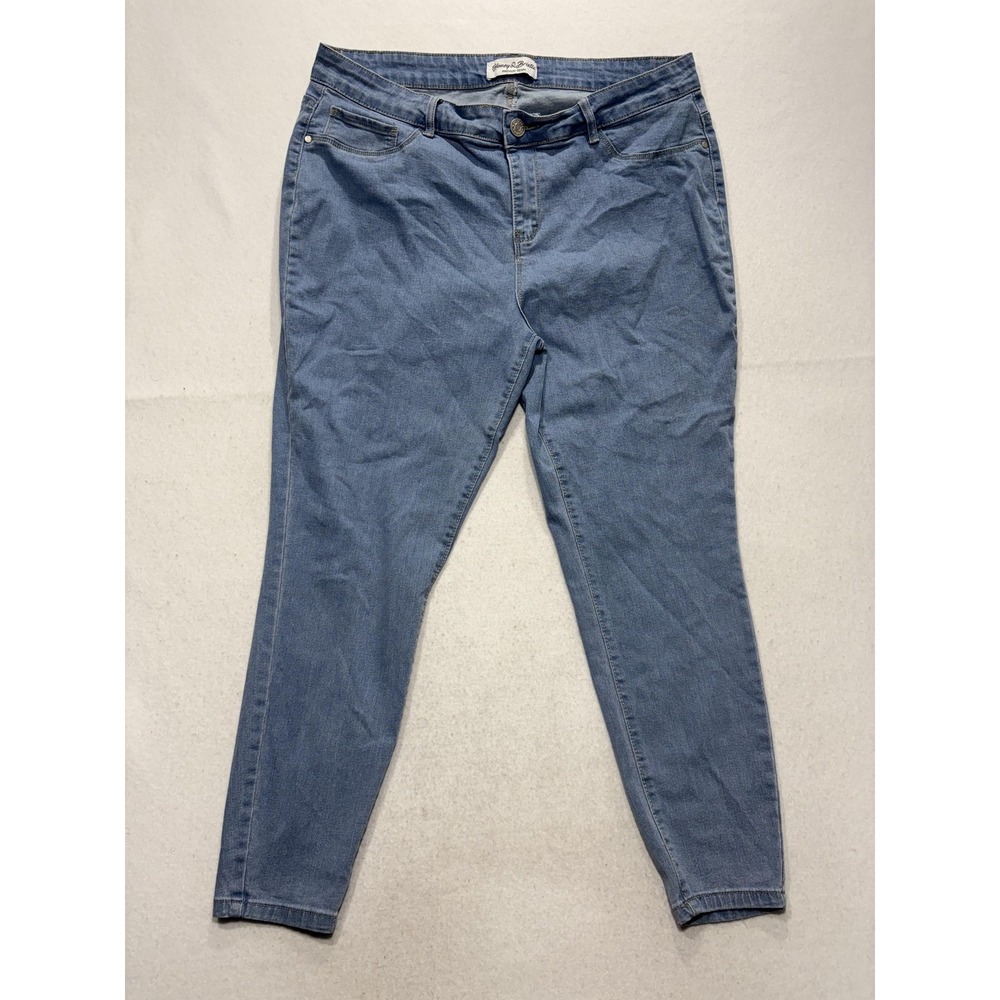 Honey & Bristle Jeans Womens 16 Plus Blue Light Wash High Rise Skinny 36x26.5